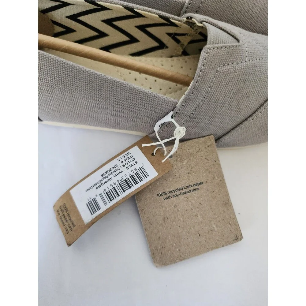 Nwt Toms Womens Alpargata Recycled Cotton Canvas Slip Ons Shoes Size 5